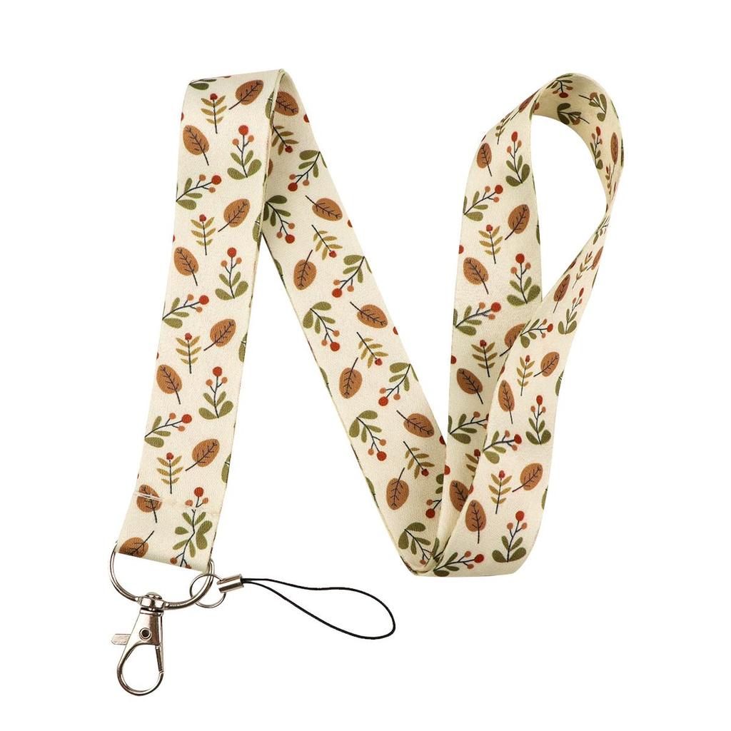 1 Stück Langlebiges Polyester-Multifunktions-Halsband mit Blattmuster & geteiltem Schnallenkopf - Schlüsselhalter für Ausweise/Kreditkarten, Handy-Zubehör