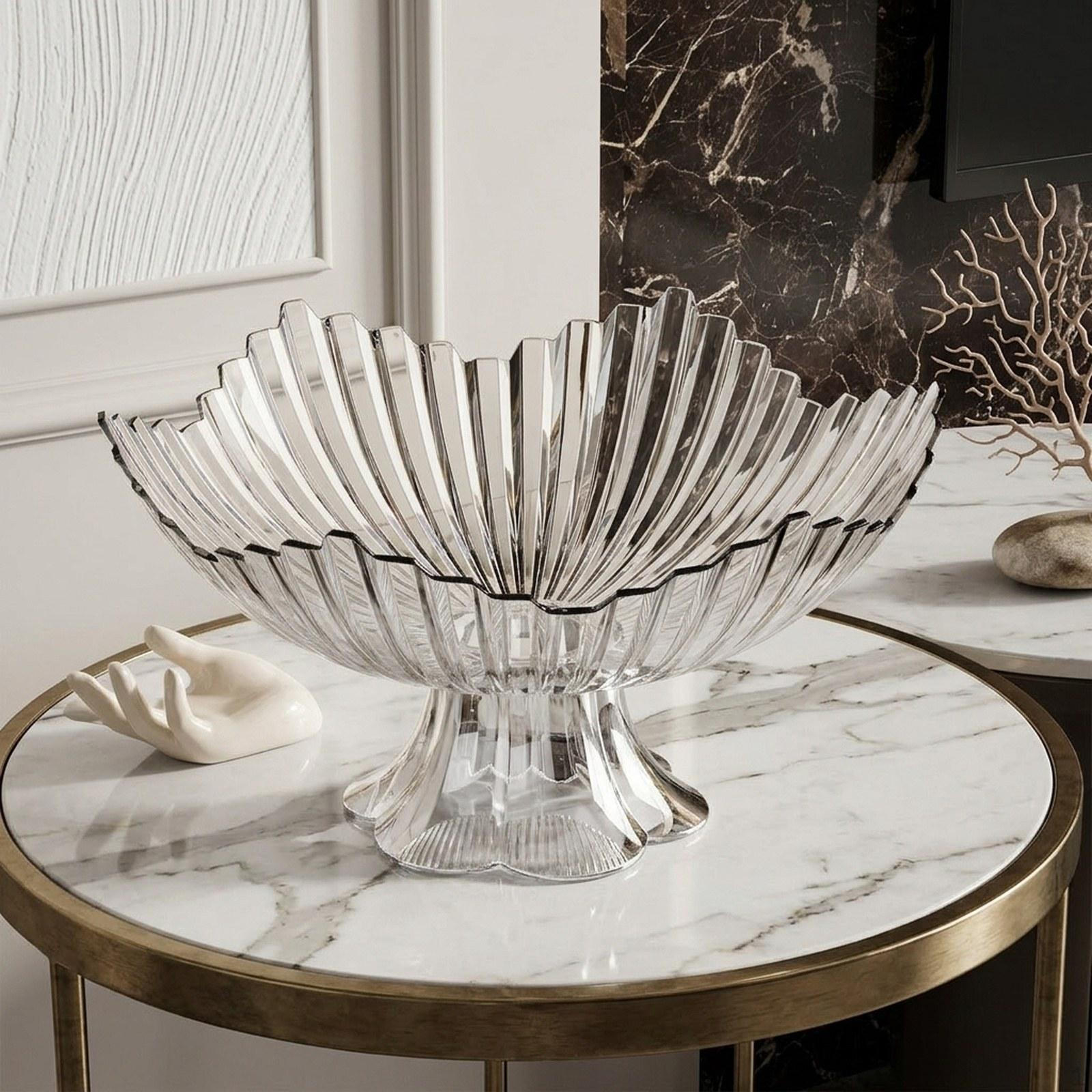 

Fruit And Snack Tray with Base, Practical Modern for Home, Office Or As Decoration The Clear White