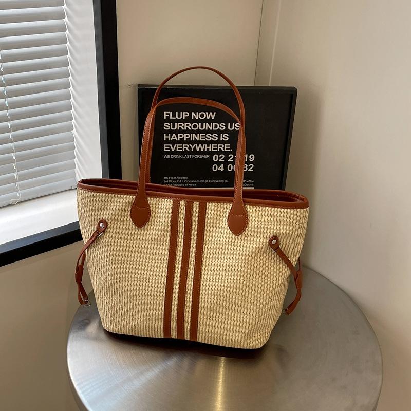 Casual Large-Capacity Bag Women'S Seaside Beach Vacation Straw Bag Fashion Commuter Shoulder Tote Bag