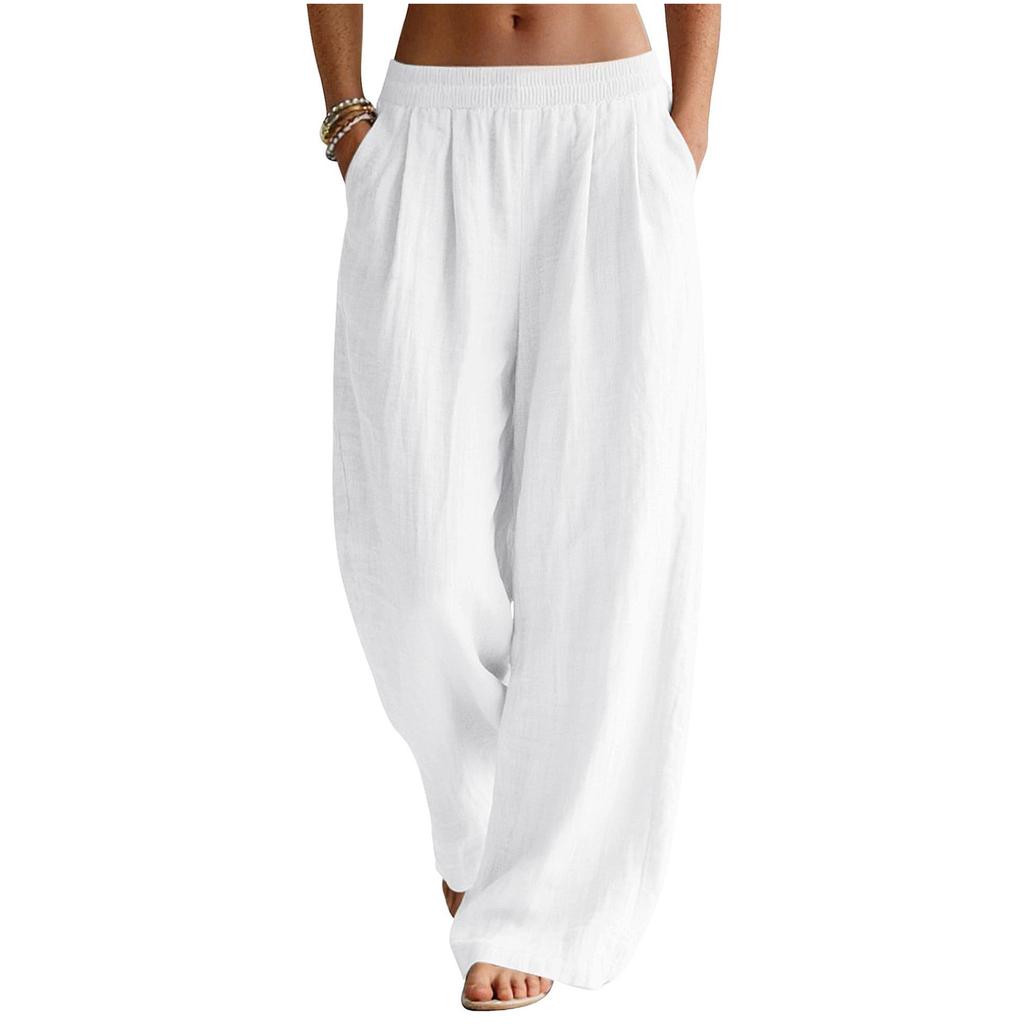 Women's Casual And Fashionable Color Loose Pants With Pocketes