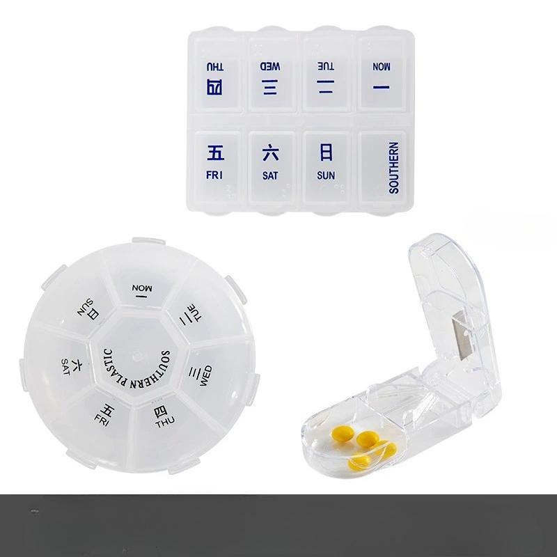 2Pcs/set Portable Sub-packing Pill Box 7 Days Tablet Small Mini Carry-on Travel Week Medicine Pill Storage Box