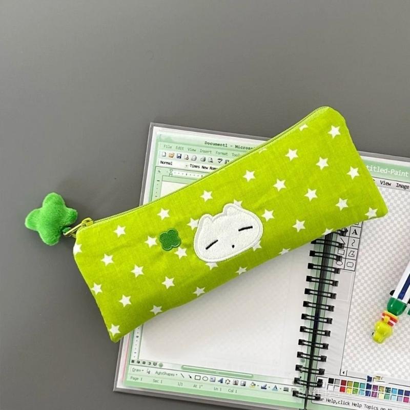 Star Pattern Pencil Case Double Layered Pen Pouches 2 Compartment Pencil Organizers Bag for Student Boy Girl School