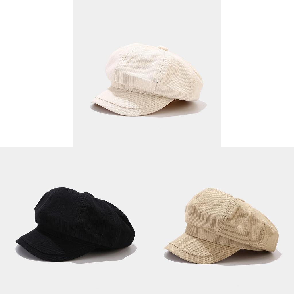 Korean Style Newsboy Hat With Round Crown And Cotton Material For Winter Outdoor Use