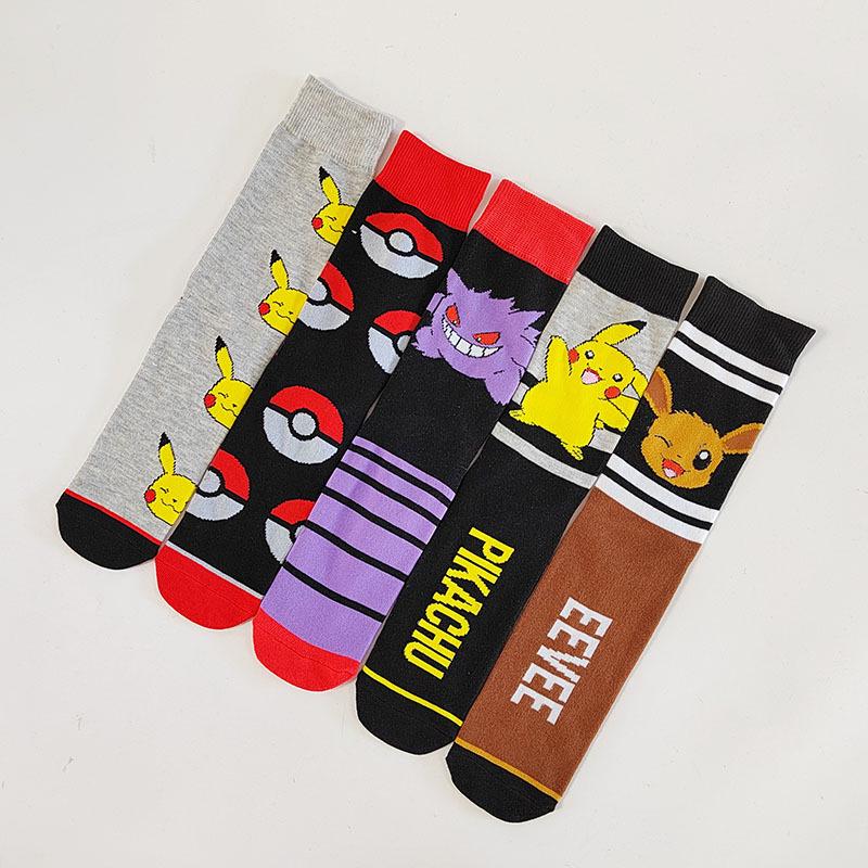 Chaussettes de Sport Mi-Mollet Pikachu Dessin Animé Automne 2024 pour Homme