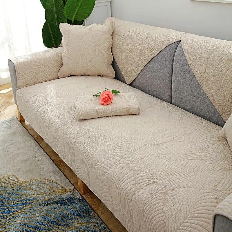 White Print Sofa Covers Double-sided Cotton  Sofa Cushion Four Seasons Sofa Towel Living Room Corner Couch Cover Armrest Towel
