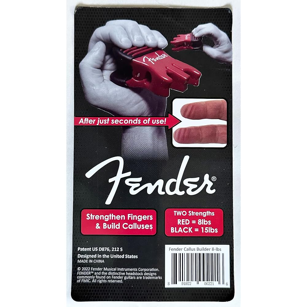 Fender Calisbuilder Finger Strengthener Red 8 Lb for String Instrument Players Guitar Bass Violin