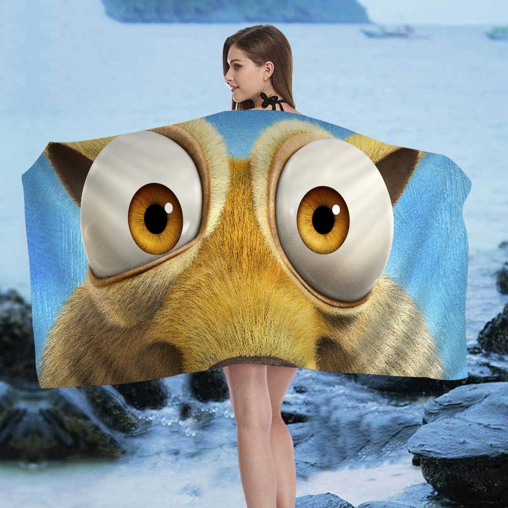 

I-Ice Age Beach Towel Cartoon Cute Summer Kids Large Bath Pool Beach Towel Microfiber Absorbent For Swimming Travel W30*H60(CM)