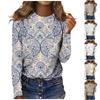 Women's Fashion Casual Long Sleeve Vintage Printed  Neck Top