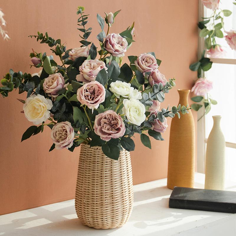 1 Stück DIY Blumenarrangement Rattan Vase Topf Heimdeko Handgewebt Kreativ