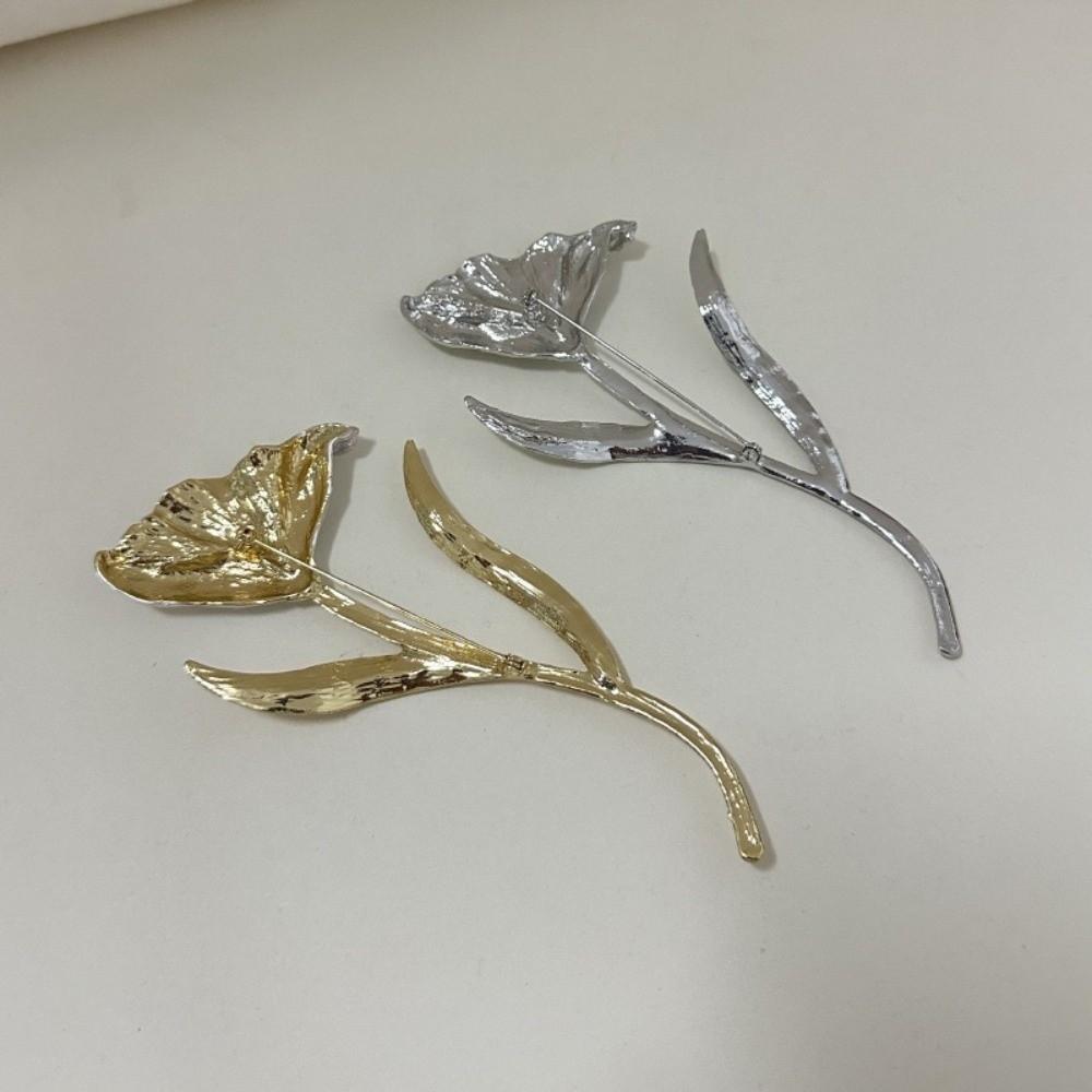 Vintage Large Vintage Brooch Leaf Shape Metal Flower Brooch Flower Pattern Show Jewelry Women Girls Jewelry