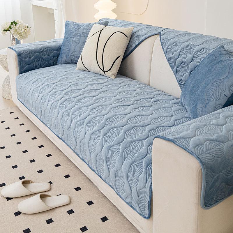 Housse de canapé de couleur unie Jacquard en forme de L, coussin de canapé anti-poussière, serviette antidérapante, protection de siège en peluche douce, décoration de salon pour la maison