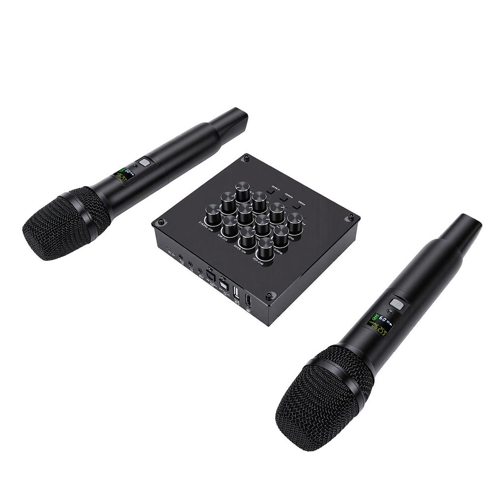 Wireless Microphone Karaoke Mixer System Dual Handheld Wireless Microphone for Sound Card Speaker Instrument