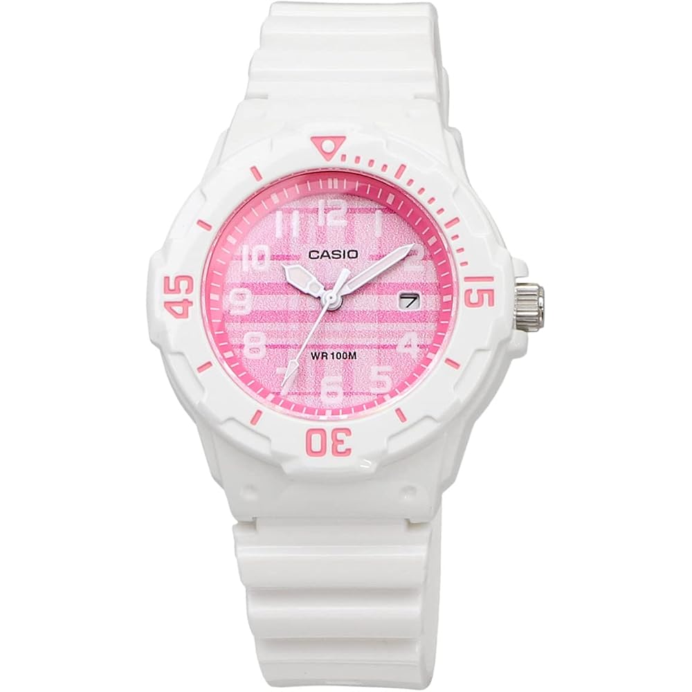 [Casio] CASIO Analog Watch LRW-200H-4CV Women's/Kids' Cheap Casio Gloss White x Pink Check Pattern Overseas Model [Parallel Import]