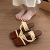 Premium French wedge heel cool slippers fairy shoes wear 2025 new summer temperament high heel cool slippers