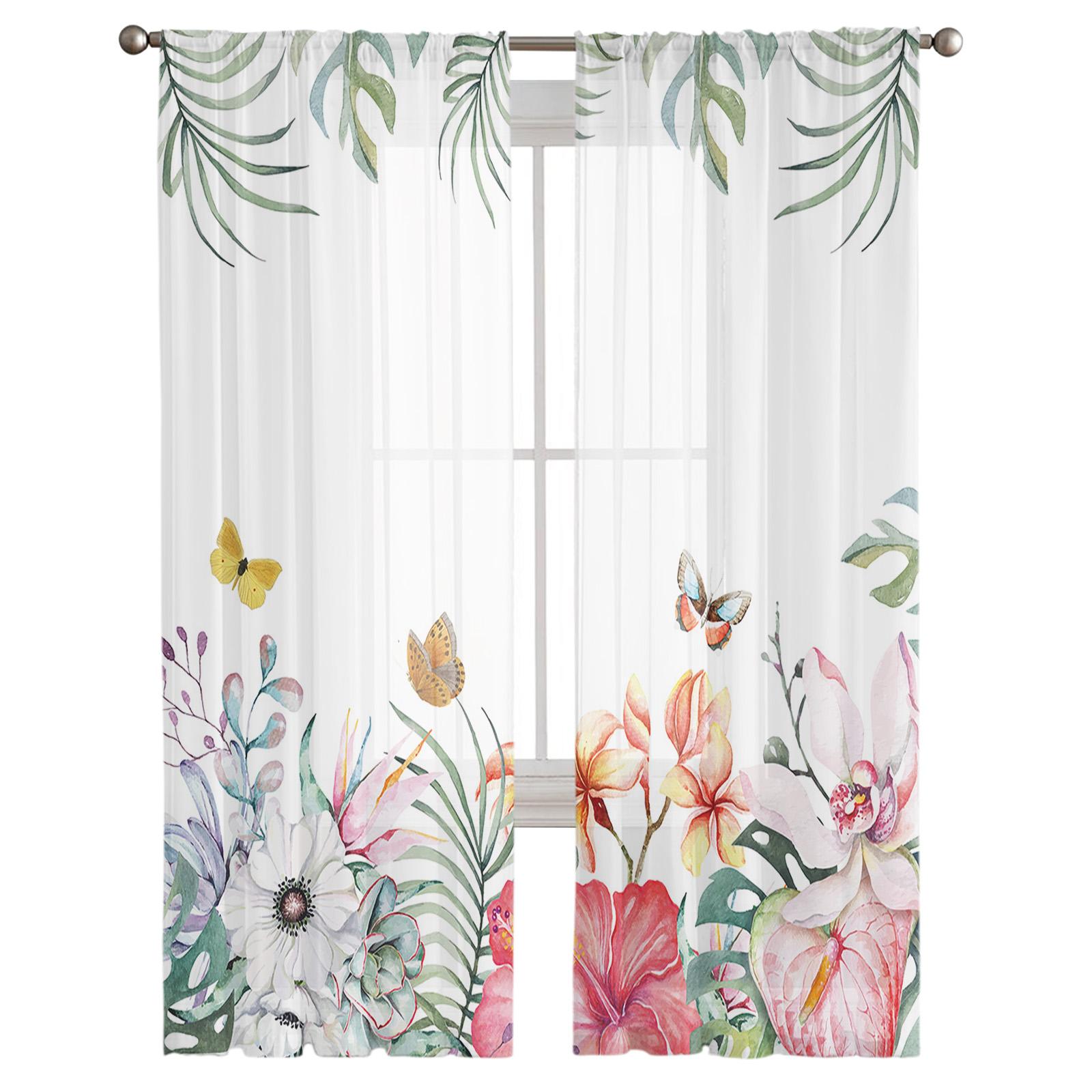 Ins тропические растения пальмовый лист банановый лист цветок прозрачные шторы спальня — фото 2