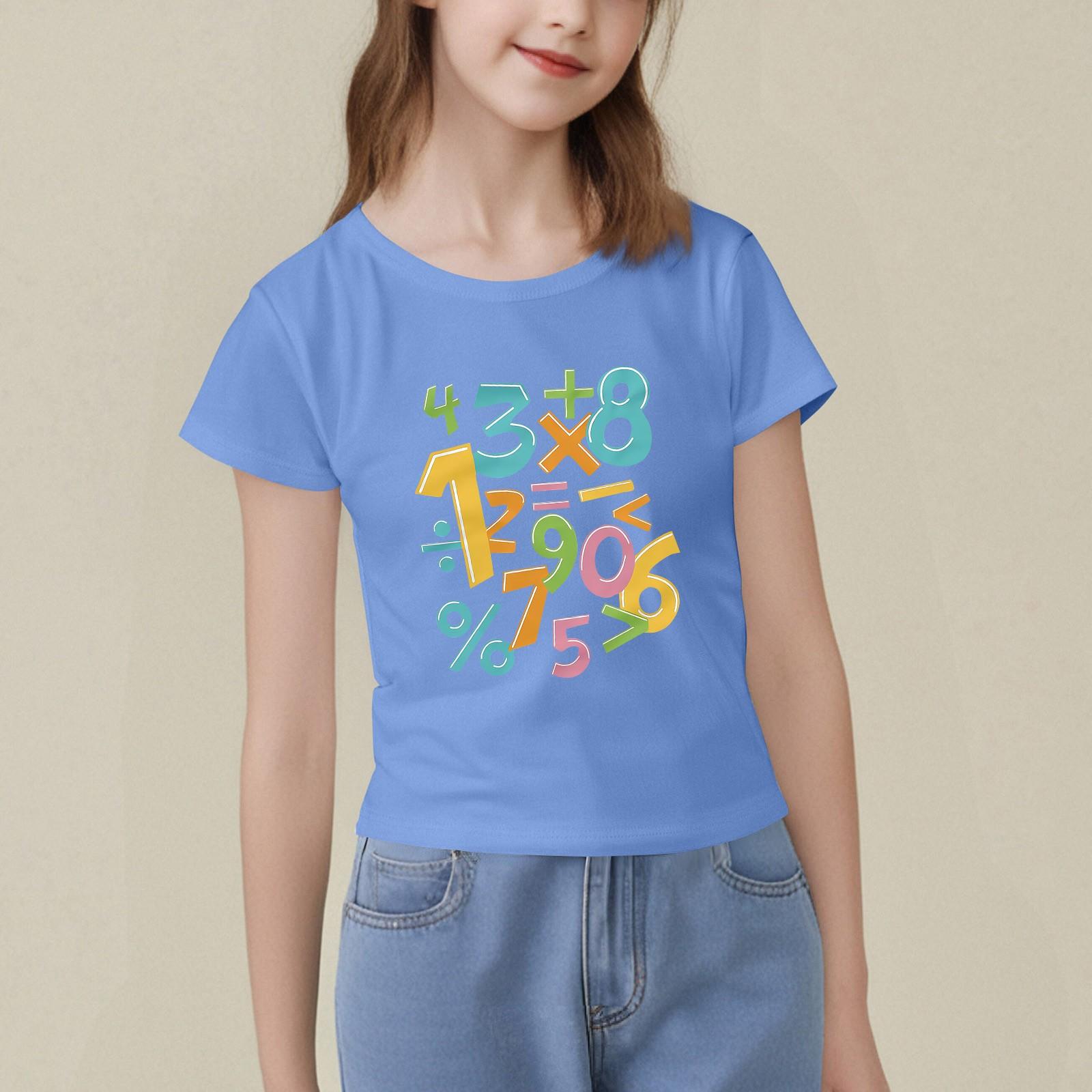 

Детский набивной короткий рукав круглый вырез повседневный удобный свободный легкий топ 110