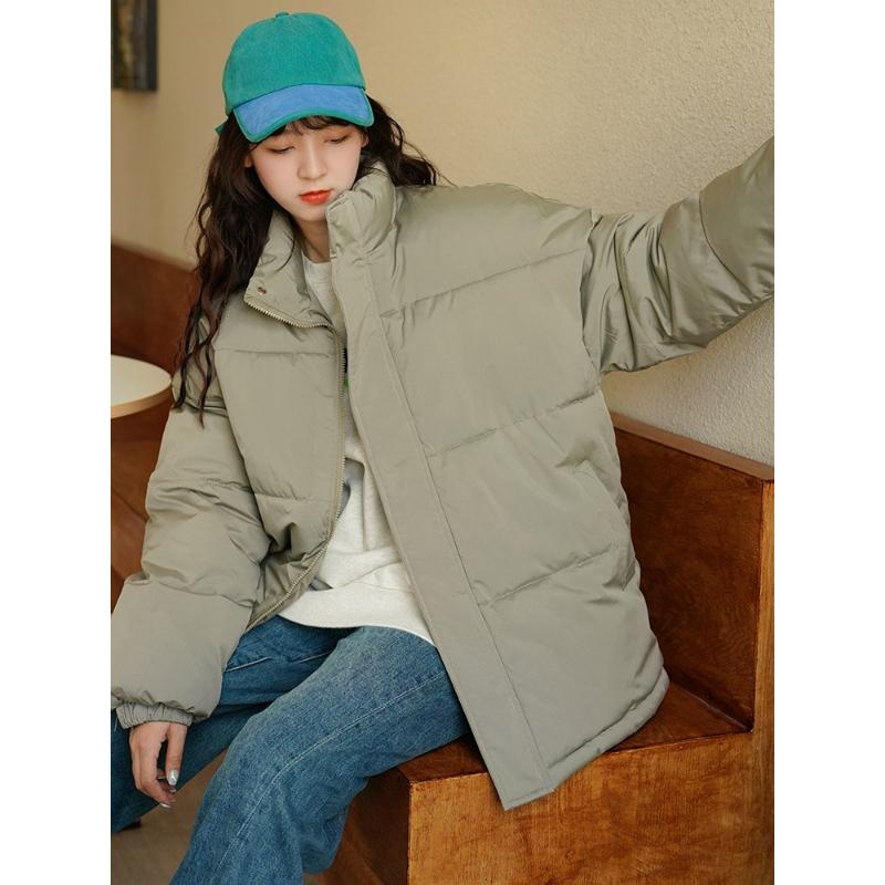 Stand-up Collar Cotton-padded Jacket Women's Thick Jacket Winter Loose and Thin Cotton-padded Jacket Solid Color All-match Bread Suit