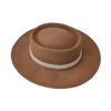 French Wool Woolen Groove Small Pearl Camel Hat Women's Autumn and Winter Fashion Versatile Personality Street Shot Concave Top Hat