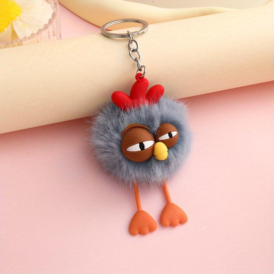 Cute Chick Pom Keychain Cartoon Lovely Pendant Car/ Bag Decor Valentine's Gift for Girlfriend Easter Present