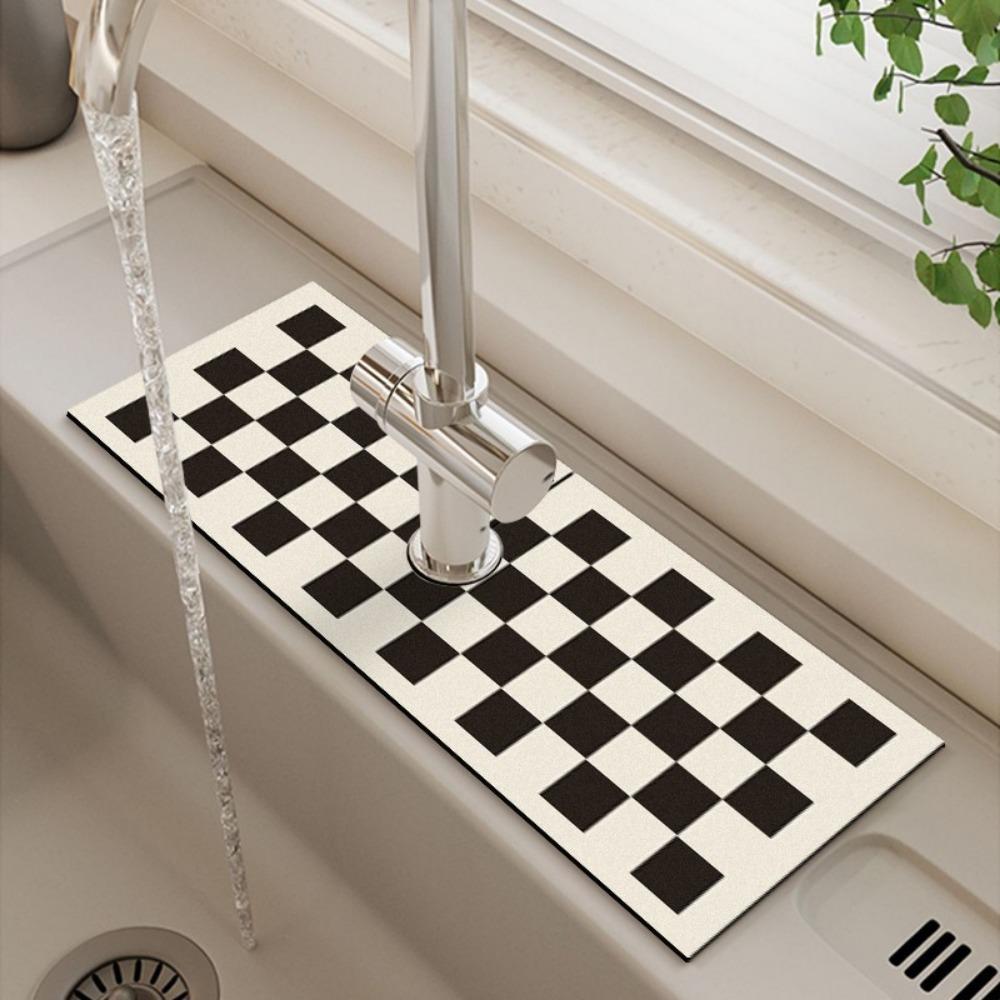 for Bathroom Kitchen Printing Non slip Faucet Drain Pad Absorbent Pad Faucet Mat Sink Splash Guard