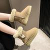 Fashion Winter New Thick Snow Boots Women Fashion Round Head Suede Horn Buckle Anti-slip Wear-resistant Mid-calf Boots