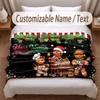 Christmas Theme Soft Blanket Personalized Custom Name Text Print Warm Blanket Home Sofa Bedroom Decor