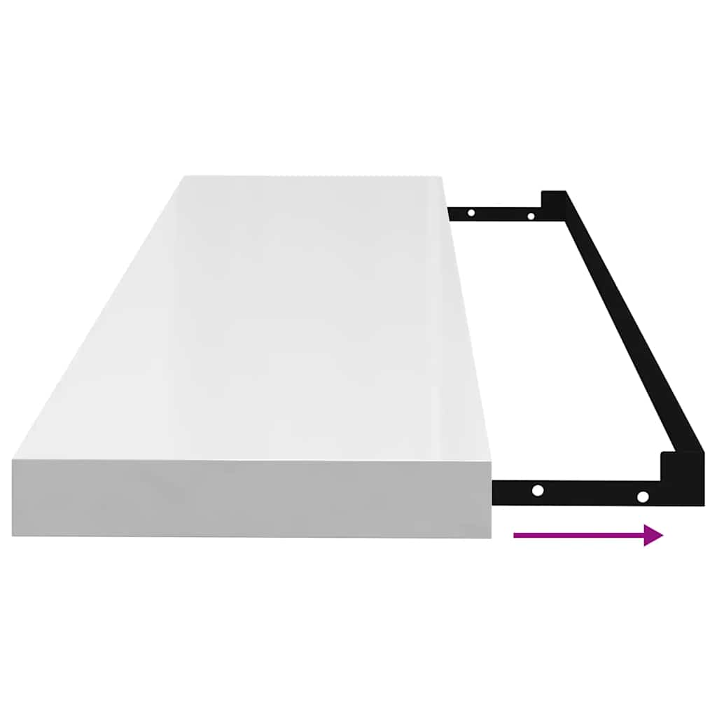 Floating Shelves Set 4 pcs High Gloss White 90 x 23.5 x 3.8 cm MDF