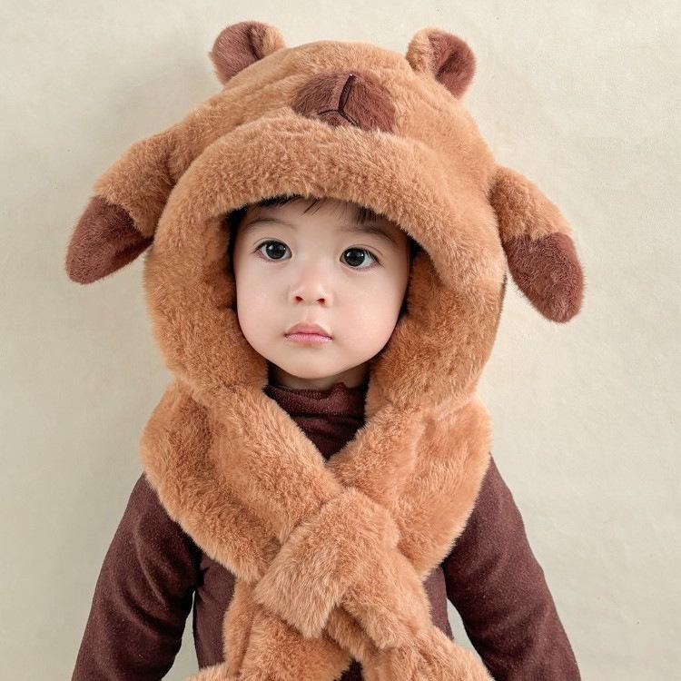 Capybara Hat & Scarf with Moving Ears - 2025 New Winter Style for Kids
