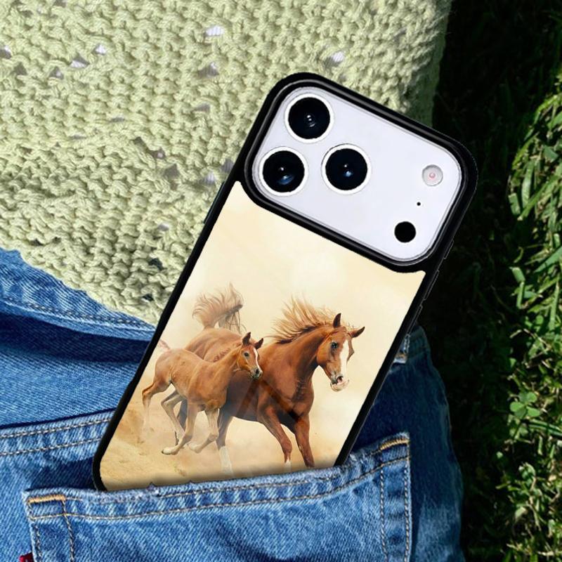 Beautiful Elegant Brown Horses soft Phone Case Cover for IPhone 11 12 13 14 15 16e 17 Pro Max Coque for IPhone 17 Air