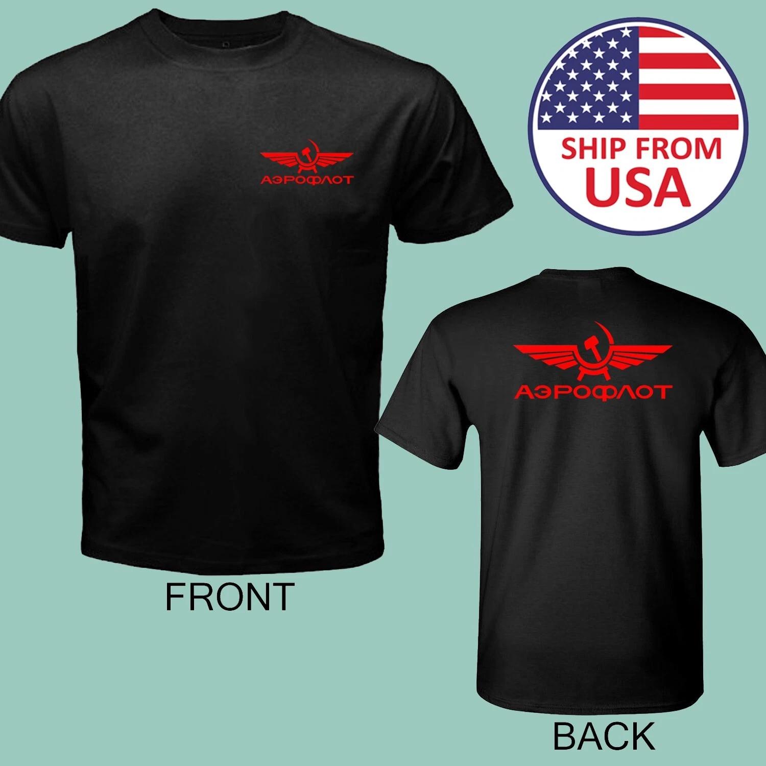 Aeroflot Russian Airline Men s Black Size S to 5XL M