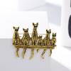 Rinhoo 6 Cute Cats Enamel Pin Vintage Green Rhinestone Eyes Cat Brooches For Women Animal Kitten Casual Party Brooch Pins Gifts