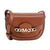Hally Solid Color Vintage Letter Buckle Leather Saddle Bag Women Shoulder Bag Brown 32F1G2HC1L-230