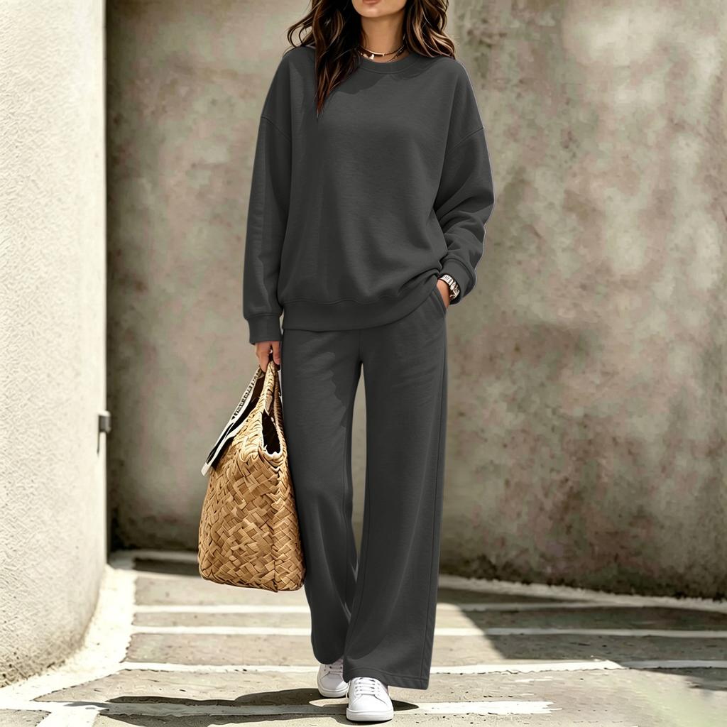 Women's Casual Neck Sweatshirt and Pants Set for Fall Winter Comfortable Outfit