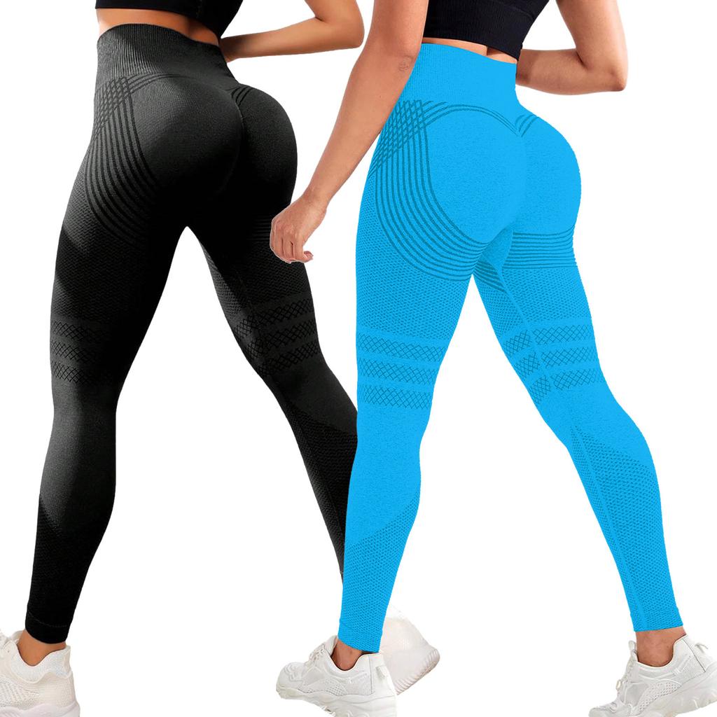 2PC Women's Casual Seamless Hip Lifting Fitness Pants With Tight Fit And High Waist, Seach Hip Yoga Pants