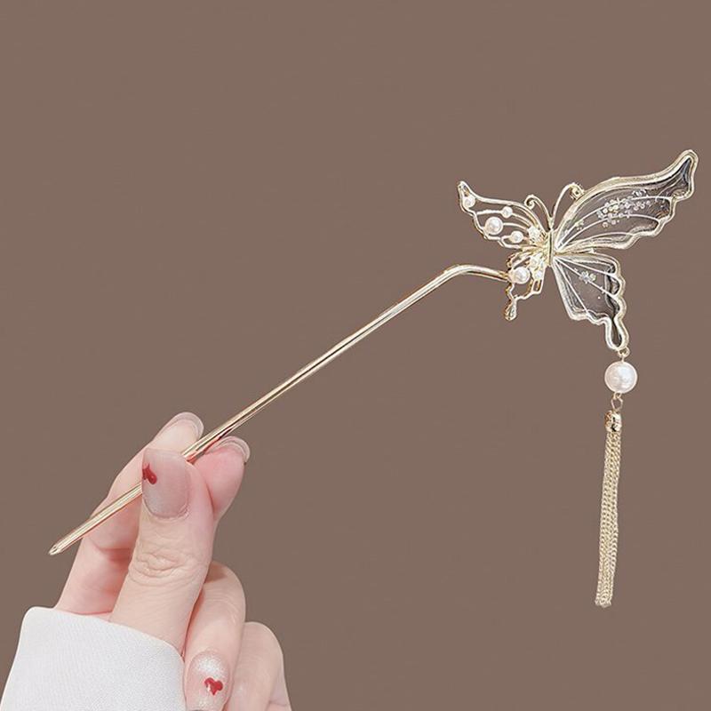 Vintage Butterfly Tassel Hairpin For Women Girl  Jewelry Gifts Headdress Hair Clip Chinese Hanfu Hair Sticks Accessories