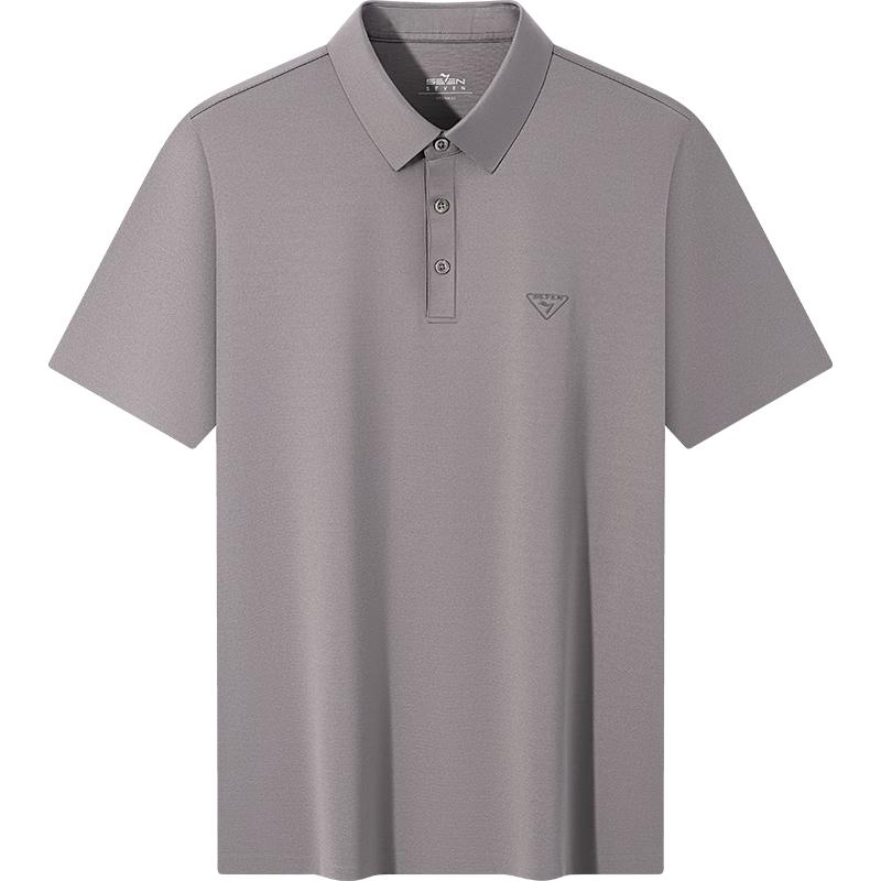 SEVEN Men's Seamless Mulberry Silk Blend Short Sleeve Polo Shirt