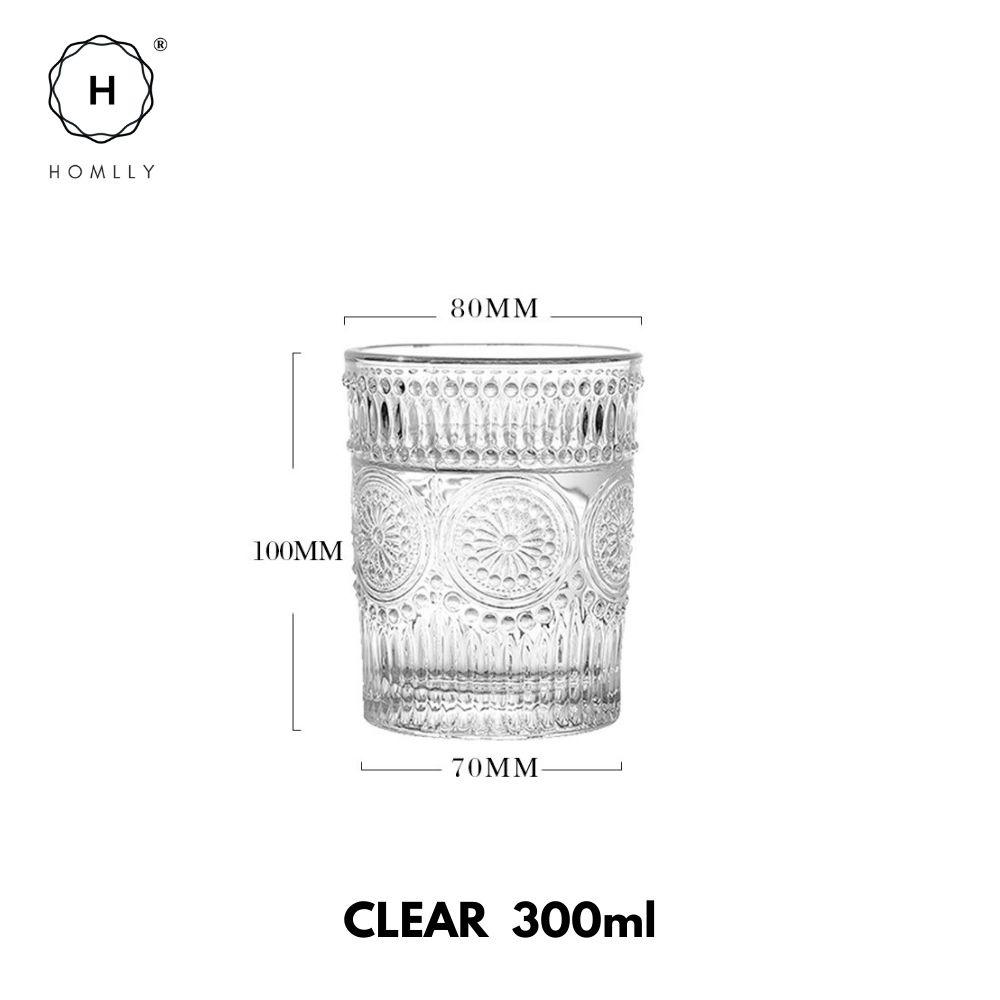 Homlly Qutto Gold Rim Clear Crystal Baroque Wine Whiskey Glass (2pcs Set) 2 x Clear (300ml)