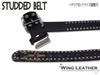 WING LEATHER Italian Leather Casual Belt, Genuine Leather, Cowhide, Studs, Men's, Black, White, Dark Brown, Red, 40mm, Distressed Finish, GTC004BK