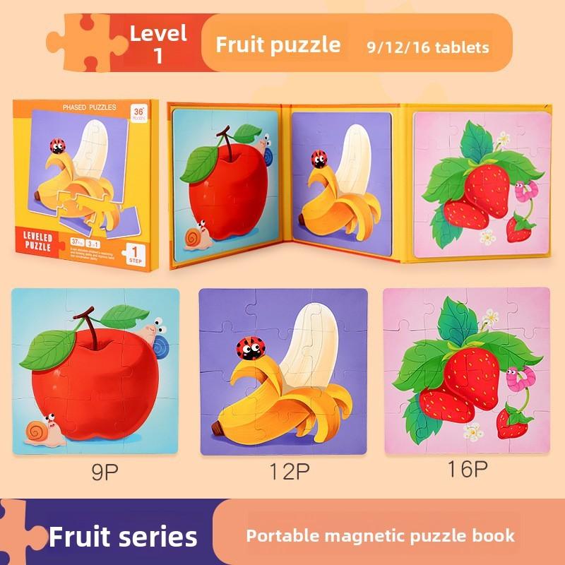 Kids Magnetic Foldable Puzzle Book With Animal Traffic Scenes For Learning Early