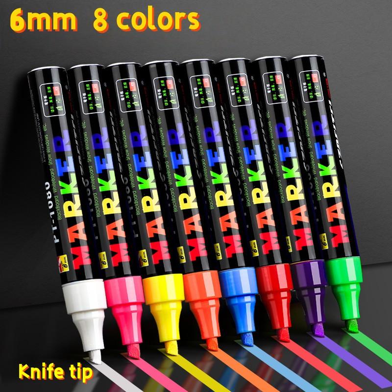 Neon Led Board Marker Set (8 Colors) - 10Mm Broad Chisel Tip Fluorescent Pen For Shop Advertising, Writable On Led Light Panel,