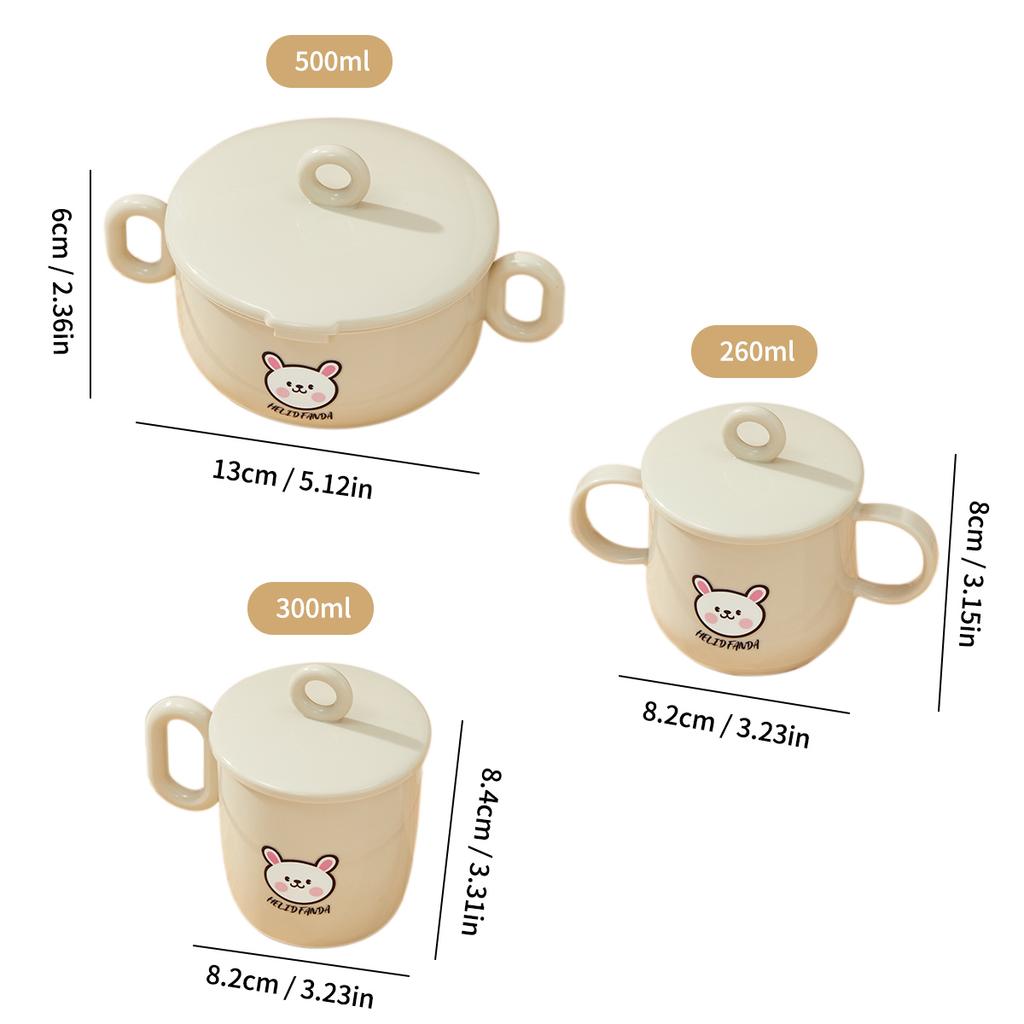 260/300ml Kid Water Cup With Lid & Handle Anti-scald 304 Stainless Steel Drinking Cup Double Layer Detachable Drinkware