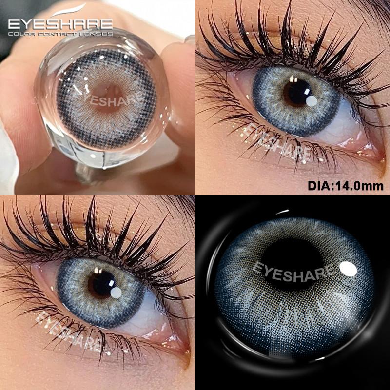 EYESHARE 2pcs Fashion Colored Contact Lenses Cosmetic Natural Pupils Blue Eyes Yearly Use Beauty Makeup