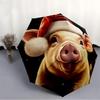 1pc Christmas Pig Automatic Folding Umbrella, Sturdy And Durable Automatic Folding Umbrella with 8 Ribs, Convenient for Outdoor Use143