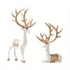 2szt/zestaw Deer Statue, Złoty Jeleń Dekoracja Świąteczna, Żywica Łoś Renifer Szczęśliwe Rzeźby Jelenia Do Dekoracji Biurka