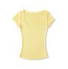 Summer New Female American Spice Girl Retro Crew Neck Design Short-sleeved T-shirt Solid Color High Waist Slim-fit Short Top