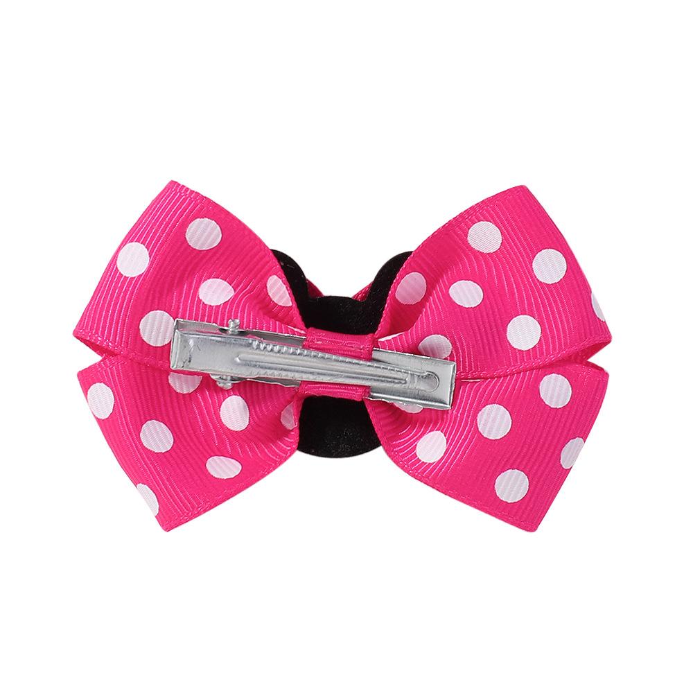 Girls Headwear Mickey Mouse Hair Accessories Set Girls Hairpin Card Pink Polka Dot Bow Cartoon Hairpin 3679