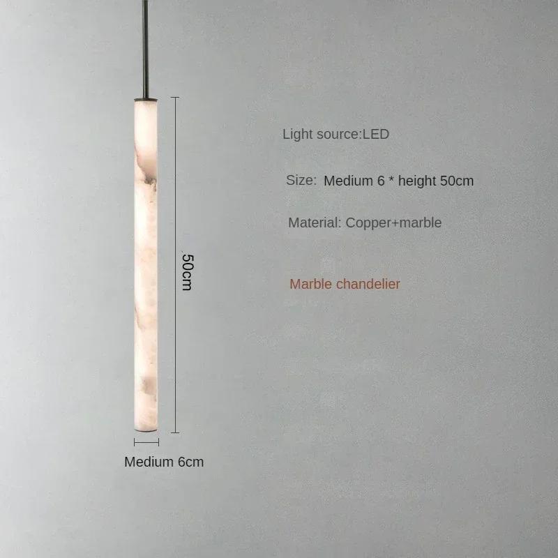 Light luxury marble pendant light, modern minimalist living room, dining room, bedroom, bedside lamp, duplex long pendant light