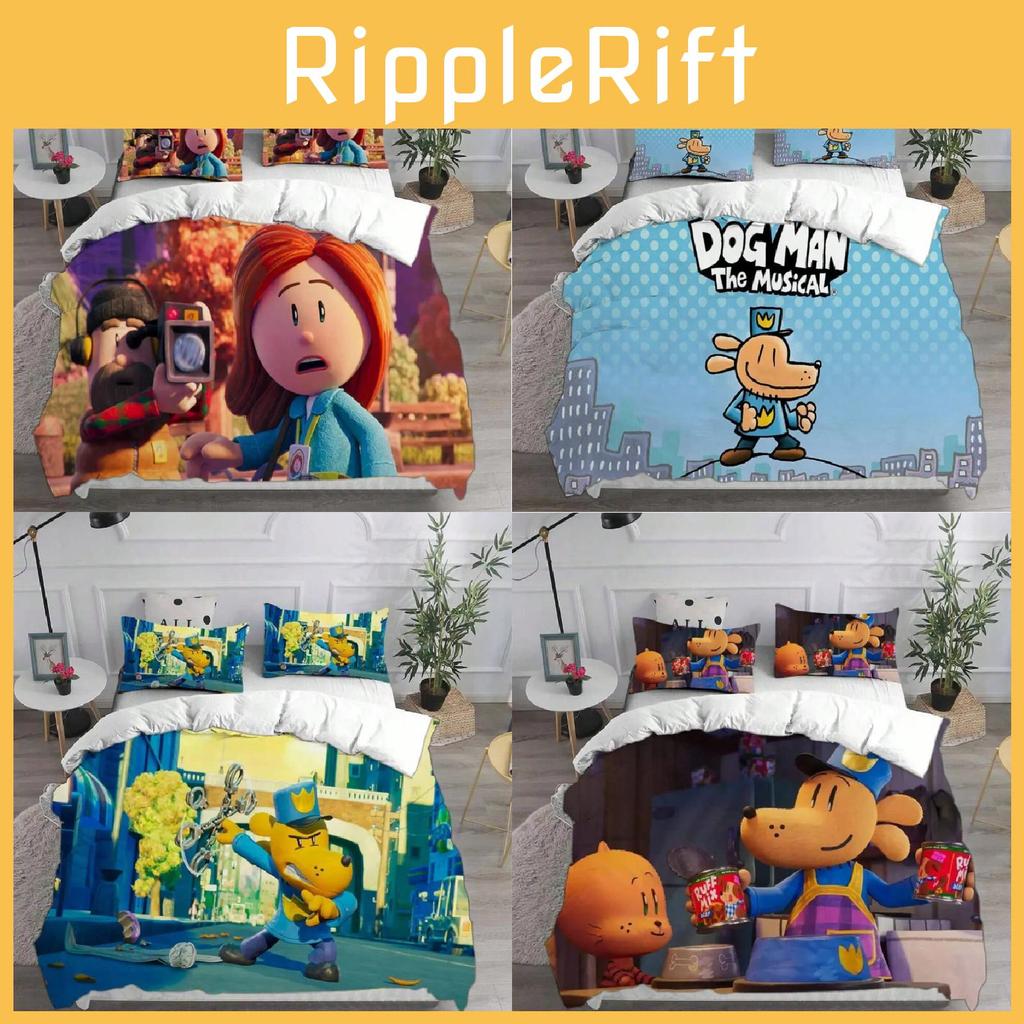 Bedding Man Dog Set Cartoon Comforter Cover Duvet Pillow Case Decoration Bedroom