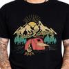 Forest Camping Mountain T-Shirt Adventure Tent Campfire Graphic Tee Outdoor