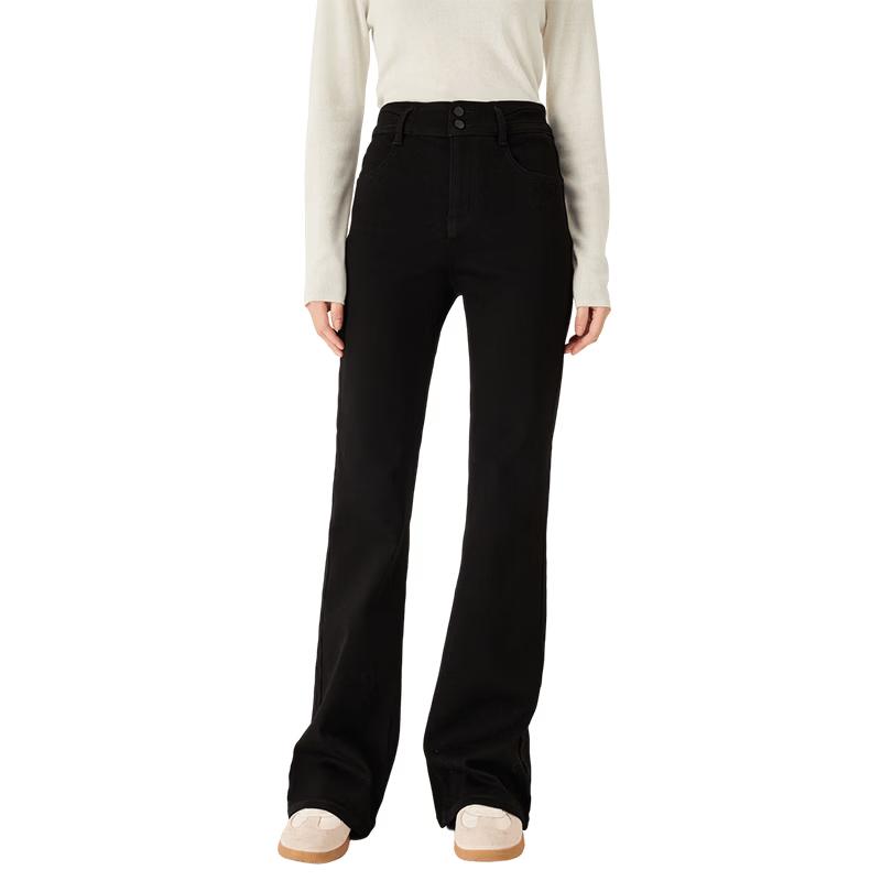 Fleece-Lined High-Waist Slim Fit Flared Jeans XL